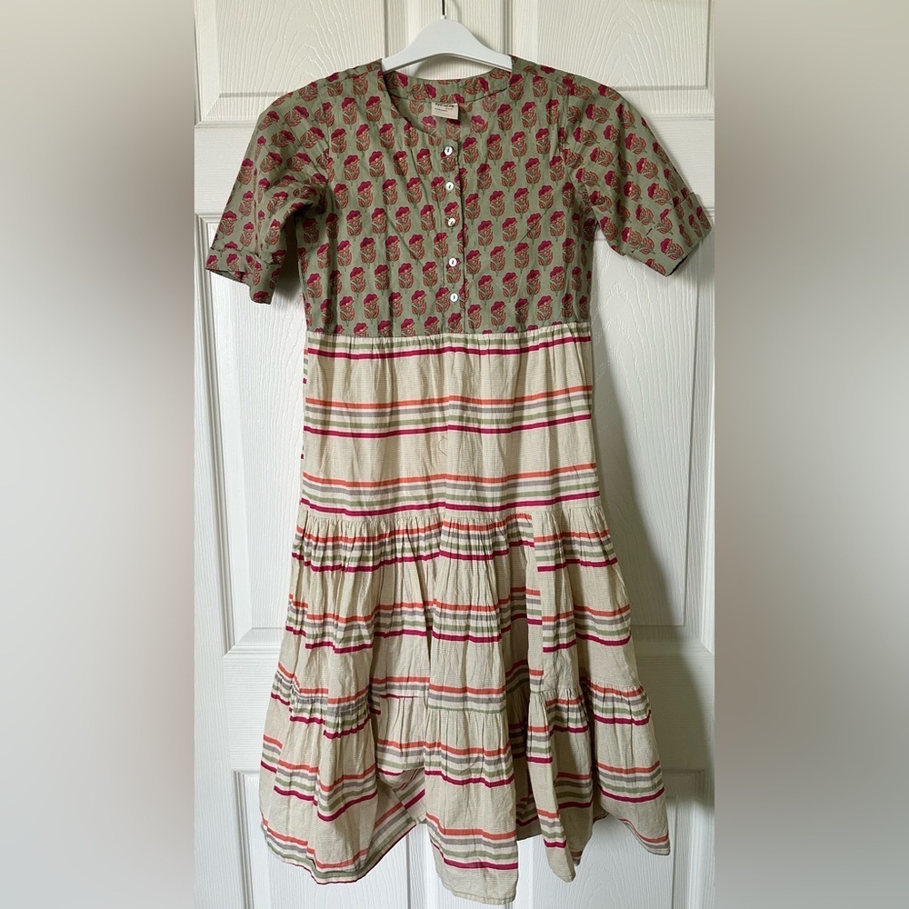 Utsa Kids Floral/Stripe Dress NC0325